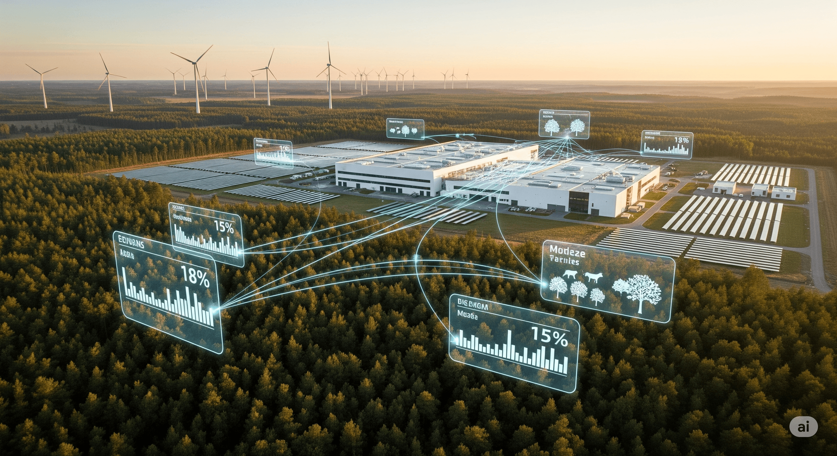 Sustainable industrial landscape with monitoring technology